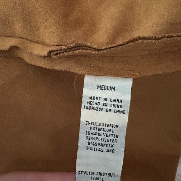 Thread‎ & Supply Malva Faux Suede Jacket Camel Tan Drawstring Waist Size Medium - Picture 5 of 5